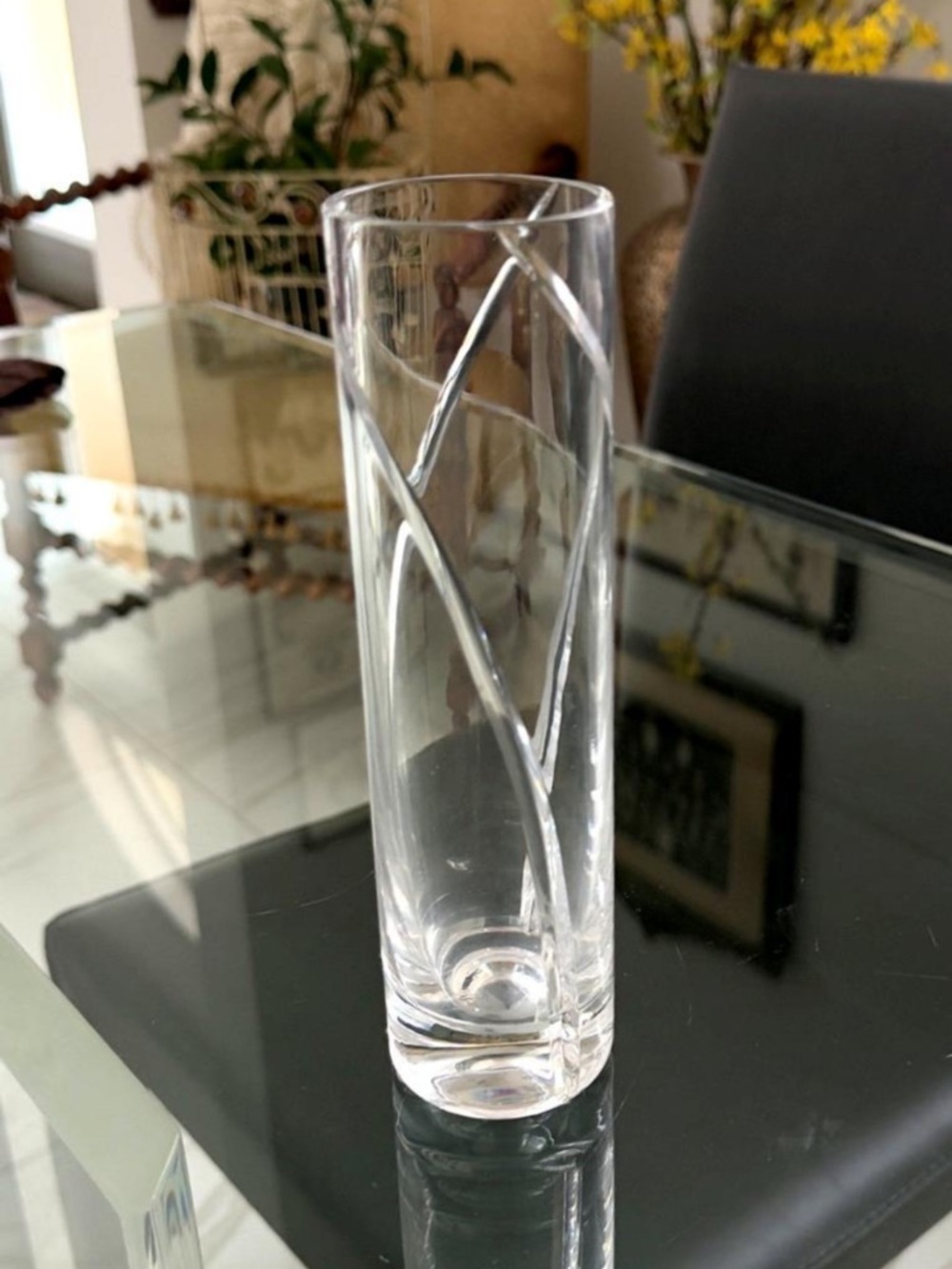 Tiffany & Co. Signed Crystal Glass Swirl Optic Bud Vase | 8" | Vintage | Home